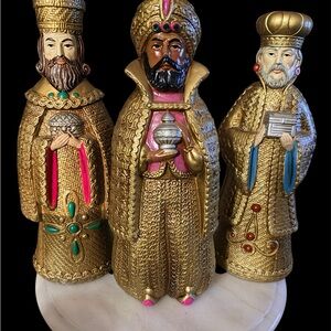 Set of vintage paper mache Three Wise Men (Magi) nativity figurines